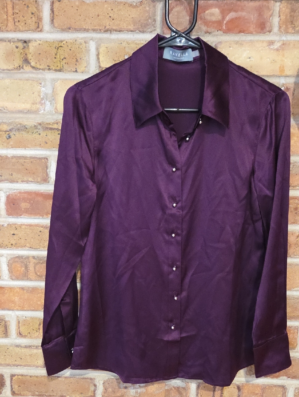 ravel Men's Satin Button-Up Shirt in Plum
